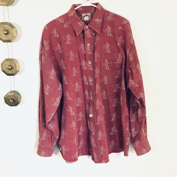Vintage > Barn Fly Cowboy Lasso All Over Print Western Shirt > L - Picture 3 of 8